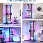 Dystler 6 Tier Glass Display Cabinet with RGB Lights | Adjustable Shelves, Human Sensor Lighting Curio Cabinet, Modern LED Display Case for Collectibles, Black - Image 9