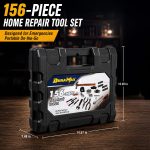 DuraMax 156-Piece Tool Kit for Home - Basic Tool Set with Secure Storage Case, Hammer, Wrench & Socket Sets - Compact Hand Small Tool Box for Auto Repair, Apartment & DIY Projects - Image 5