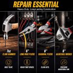 DuraMax 156-Piece Tool Kit for Home - Basic Tool Set with Secure Storage Case, Hammer, Wrench & Socket Sets - Compact Hand Small Tool Box for Auto Repair, Apartment & DIY Projects - Image 7