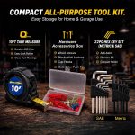 DuraMax 156-Piece Tool Kit for Home - Basic Tool Set with Secure Storage Case, Hammer, Wrench & Socket Sets - Compact Hand Small Tool Box for Auto Repair, Apartment & DIY Projects - Image 8
