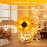 Sunflowers Flower Lamp Cordless Touch Table Lamp Birthday Gifts for Women | 3-Colour Infinitely Dimming Small Night Light Festival Restaurant Bedroom Bar Coffee Shop Decor Gifts - Image 3