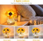 Sunflowers Flower Lamp Cordless Touch Table Lamp Birthday Gifts for Women | 3-Colour Infinitely Dimming Small Night Light Festival Restaurant Bedroom Bar Coffee Shop Decor Gifts - Image 4