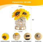 Sunflowers Flower Lamp Cordless Touch Table Lamp Birthday Gifts for Women | 3-Colour Infinitely Dimming Small Night Light Festival Restaurant Bedroom Bar Coffee Shop Decor Gifts - Image 5