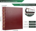 LETVPVOW Vintage Hardback 3 Ring Binder 2 Inch, Professional Leather Binders 2 Inch D Ring, Holds 400 Sheets Capacity 2 Pack - Dark Red - Image 3