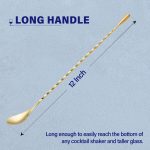 Bar Spoon Cocktail Mixing Stirrers, 2Pcs, 12” Long Handle, Gold | 18/8 Stainless Steel, Long Drink Spoons, for Stirring Coffee & Cocktails - Image 3