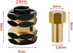 Brass Wheel Hex Hub Extenders for 1/24 RC Crawler, 7mm Wheel Hex Adapter with O-Rings, Weighted Brass Hub Spacers Upgrade Parts, 4PCS (Black & Brass) - Image 3