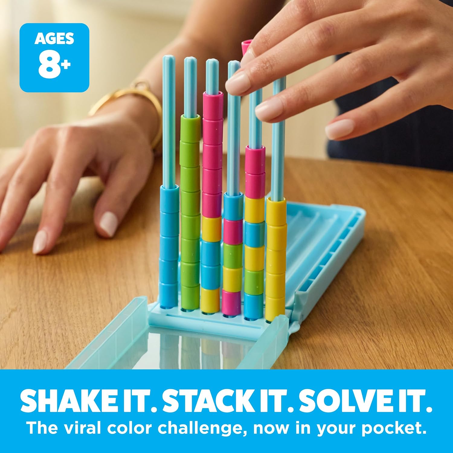 Mini Color Stack Challenge by Relatable - Shake It, Sort It, Solve It. A Solo-Play Travel Games Version of The Viral Color Stack Game for Ages 8+ – Includes 1 Travel Case and 40 Rings - Image 3