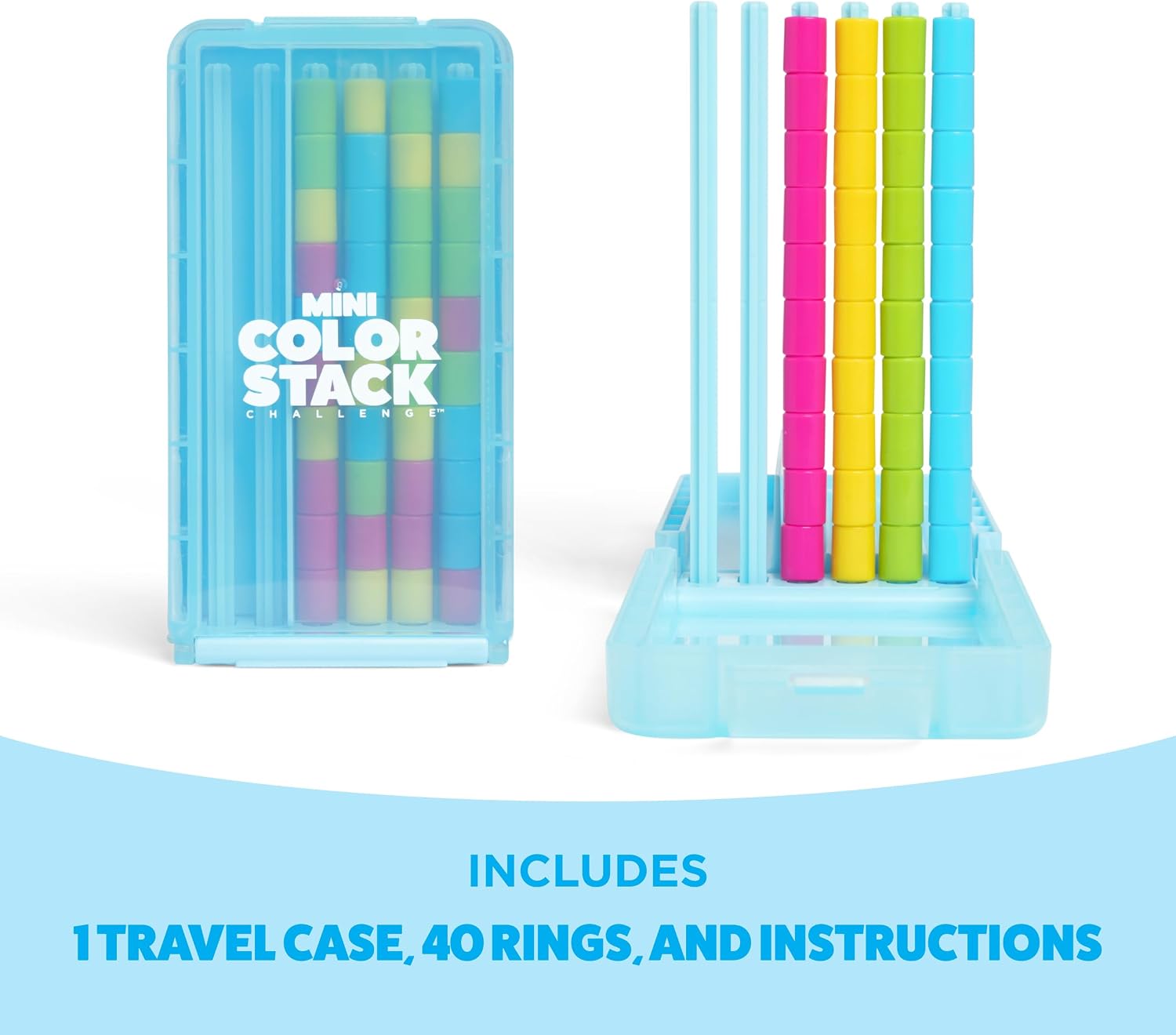 Mini Color Stack Challenge by Relatable - Shake It, Sort It, Solve It. A Solo-Play Travel Games Version of The Viral Color Stack Game for Ages 8+ – Includes 1 Travel Case and 40 Rings - Image 5