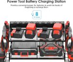 CCCEI Garage Tools Storage with Charging Station. Power Tool Battery Organizer Utility Shelf with Power Strip. 4 Drills Holder Wall Mount Rack, Black. - Image 3