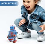 Clockwork Tin Robot Toy Desk Decor Blue | Clockwork drumming action, retro collectible, for home office decor & gifting, tin material, 3.74 x 2.16 x 2.16in - Image 9