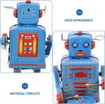 Clockwork Tin Robot Toy Desk Decor Blue | Clockwork drumming action, retro collectible, for home office decor & gifting, tin material, 3.74 x 2.16 x 2.16in - Image 10