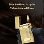 Classic Ligne 2 Style Brass Lighter – Iconic “Ping” Sound (Gold) | Adjustable Single Soft Flame, Refillable Butane, Gift for Men, Father, Husband, Boyfriend - Image 3
