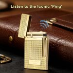Classic Ligne 2 Style Brass Lighter – Iconic “Ping” Sound (Gold) | Adjustable Single Soft Flame, Refillable Butane, Gift for Men, Father, Husband, Boyfriend - Image 4