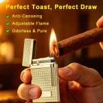Classic Ligne 2 Style Brass Lighter – Iconic “Ping” Sound (Gold) | Adjustable Single Soft Flame, Refillable Butane, Gift for Men, Father, Husband, Boyfriend - Image 6