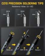 Fanttik T1 Max Soldering Iron Kit, Cordless Soldering Iron | 7s Fast Heating(390°F-840℉), Auto Sleep, 4 Pcs Soldering Tips(C210), 360° Swivel Stand, Soldering Iron for Precision Repair - Image 5