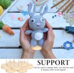 12 Pcs Crochet Doll Stand Wood Base with Steel Needle Glue | Double Single Needle for Crocheted Amigurumi Figures, Wood Holder Glue Included, Stable Support for Display Showcase - Image 4