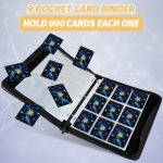 GERMUN 9 Pocket Trading Card Binder,900 Cards,50 Top-Loading Pages, Double Sided Pockets PU Cover Zipper Collection Album Folder for Standard MTG, TCG, Sports Cards (Black) - Image 5