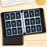 GERMUN 9 Pocket Trading Card Binder,900 Cards,50 Top-Loading Pages, Double Sided Pockets PU Cover Zipper Collection Album Folder for Standard MTG, TCG, Sports Cards (Black) - Image 8