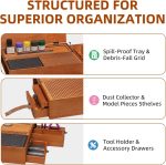 Model Building Station, Portable Hobby Workbench with Tool Storage | Solid wood hobby station with dust collection, cutting mat, tool holders for model, miniatures & scale model assembly - Image 4