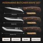 HOSHANHO Butcher Knife Set 3PCS, Sharp Fillet & Utility & Paring Knife Set | Hand Forged Kitchen Knife Set, Upgraded High Carbon Stainless Steel Meat Cutting for Home, Outdoor, Gift for Men - Image 3