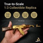 Goat Guns Miniature AK-47 Gold Model | 1:3 Scale Diecast Metal Build Kit | Non-Firing AK-47 Replica with Display Stand for Desk, Man Cave & Gaming | Collectible Military Model Kit for Adults - Image 4