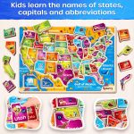 SYNARRY Large USA Wooden Puzzles for Kids Ages 3-5, Learning United States Map Puzles for Kids Ages 4-6, Wood Jigsaw Puzzles Educational Games Toys Gifts for Boys Girls Ages 3-8 - Image 3