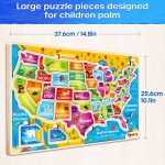 SYNARRY Large USA Wooden Puzzles for Kids Ages 3-5, Learning United States Map Puzles for Kids Ages 4-6, Wood Jigsaw Puzzles Educational Games Toys Gifts for Boys Girls Ages 3-8 - Image 7
