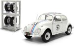 Jada Herbie The Love Bug Volkswagen Beetle Hollywood Rides 1:24 Die-Cast Vehicle with Tire Rack Toys - Image 5