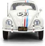Jada Herbie The Love Bug Volkswagen Beetle Hollywood Rides 1:24 Die-Cast Vehicle with Tire Rack Toys - Image 9