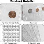 1050 Pockets Coin Sleeves, 25 Sheets Coin Holders for Collectors Plastic Coin Collection Supplies 9 Hole Binder Pages for Penny, Nickel, Dime, Quarter(42 Pockets) - Image 4