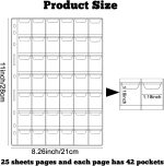 1050 Pockets Coin Sleeves, 25 Sheets Coin Holders for Collectors Plastic Coin Collection Supplies 9 Hole Binder Pages for Penny, Nickel, Dime, Quarter(42 Pockets) - Image 7