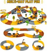 Construction Track Set 235 Pcs Toy for Kids 3 4 5 6 7 8 with Train & Cars | 3 construction vehicles, electric train & track accessories in gift box for creative building & imaginative play - Image 7