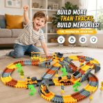 Construction Track Set 235 Pcs Toy for Kids 3 4 5 6 7 8 with Train & Cars | 3 construction vehicles, electric train & track accessories in gift box for creative building & imaginative play - Image 9