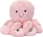 Lambs & Ivy Sea Dreams Pink Plush Octopus Stuffed Animal Toy - Bubbles | Embroidered Minky Plushie with White Ribbed Velour and Pom Pom Trim Tentacles, Safe for All Ages - Image 3