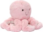Lambs & Ivy Sea Dreams Pink Plush Octopus Stuffed Animal Toy - Bubbles | Embroidered Minky Plushie with White Ribbed Velour and Pom Pom Trim Tentacles, Safe for All Ages - Image 4