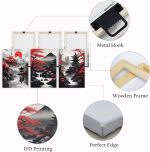 PBXBJY Japanese Canvas Wall Art 3 Pieces Japanese Landscape Painting Prints Red and Black Cherry Blossom Trees Building Pictures Living Room Office Decor Frame (12x16inchx3Pcs) - Image 7