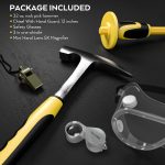 INCLY 5 PCS Geology Rock Pick Equipment Kit for Gold Mining & Prospecting | 32oz Rock Hammer, 12" Mason Concrete Chisel, Safety Glasses, Whistle, Jewelers Loupe, For Rounding, Stone Breaking - Image 8
