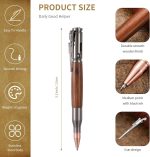 Crtiin 3 Sets Bolt Bullet Pens for Men, Wood Gray Black | Metal Ballpoint Writing Pens for Men Fathers Collectors , Christmas Male Teacher Gifts, Includes 6 Black Ink Refills - Image 3