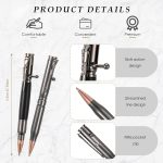 Crtiin 3 Sets Bolt Bullet Pens for Men, Wood Gray Black | Metal Ballpoint Writing Pens for Men Fathers Collectors , Christmas Male Teacher Gifts, Includes 6 Black Ink Refills - Image 4