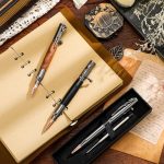 Crtiin 3 Sets Bolt Bullet Pens for Men, Wood Gray Black | Metal Ballpoint Writing Pens for Men Fathers Collectors , Christmas Male Teacher Gifts, Includes 6 Black Ink Refills - Image 5