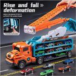 Carrier Truck Toy,33" Foldable 2-Layer Race Track,6 Metal Cars(Green) | Easy to Store and Carry,Birthday Toy Gift for Toddler Boys Girls 3 4 5 6 7 8 - Image 6