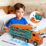 Carrier Truck Toy,33" Foldable 2-Layer Race Track,6 Metal Cars(Green) | Easy to Store and Carry,Birthday Toy Gift for Toddler Boys Girls 3 4 5 6 7 8 - Image 10