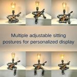 Steampunk Guitar Pipe Robot Table Lamp, Adjustable Industrial Water Pipe Desk Lamp with Wooden Guitar & Edison Bulb,Music Lovers, Bedside, Bar Cafe - Cool Unique Gifts - Image 3