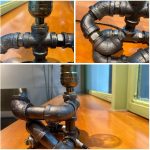 Steampunk Guitar Pipe Robot Table Lamp, Adjustable Industrial Water Pipe Desk Lamp with Wooden Guitar & Edison Bulb,Music Lovers, Bedside, Bar Cafe - Cool Unique Gifts - Image 5