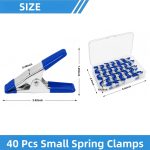 40 Pcs Small Spring Clamps, 2 Inch Blue Metal Clip for Crafts | Heavy Duty Woodworking Fastener, Photography Muslin Backdrop Holder - Image 3