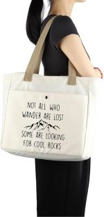 MBMSO Geologist Tote Bag Rock Collector Gift Not All Who Wander are Lost Some are Looking for Cool Rock Hunter Gift Beach Bag - Image 3