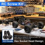 540Pcs RC Screw Kit, Universal Hardware Fasteners with Screws, Nuts, Washers, Clips, O-Rings & Pins, Fit for 1/8 1/10 1/12 1/16 Scale RC Crawler Truck Buggy Car Repair Replacement Parts - Image 4