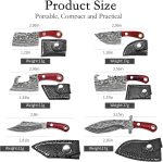 Mini Knife Set, Damascus Pocket Knife Set with Sharpener, Mini Chef Knife EDC Knives Set, Tiny knife Cleaver Keychain Tiny Things for Package Opener, Box Cutter, Letter Opener - Set of 7 - Image 3