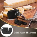 Mini Knife Set, Damascus Pocket Knife Set with Sharpener, Mini Chef Knife EDC Knives Set, Tiny knife Cleaver Keychain Tiny Things for Package Opener, Box Cutter, Letter Opener - Set of 7 - Image 4
