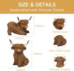 2pcs Highland Cow Figurines for Home, 5Inch Highland Cows Decor for Table Kitchen Book Shelf Bathroom Farmhouse, Highland Cow Gifts for Women and Kids - Image 4